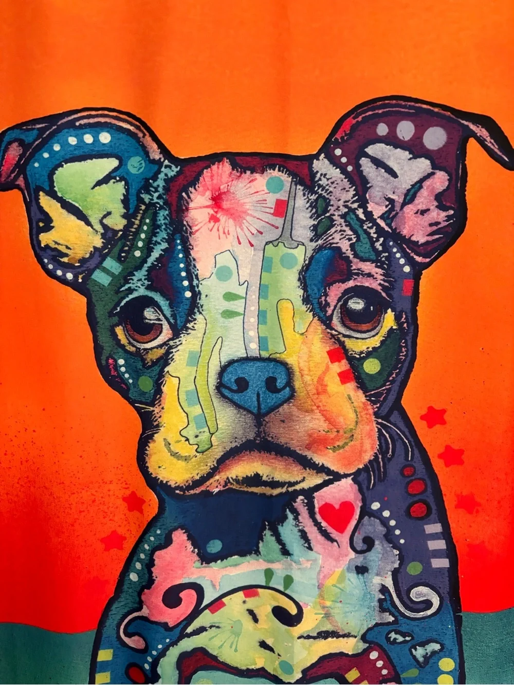 Dean Russo Boston Terrier/Frenchie  Multicolor Art Shower Curtain
